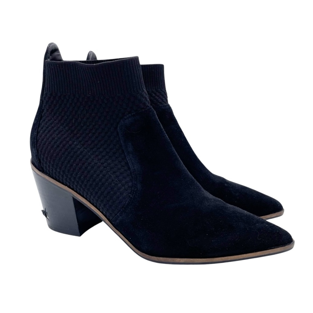 Cole Haan Grand OS Maggie Black Knit Suede Pointed Toe Ankle Boots Womens Size 9